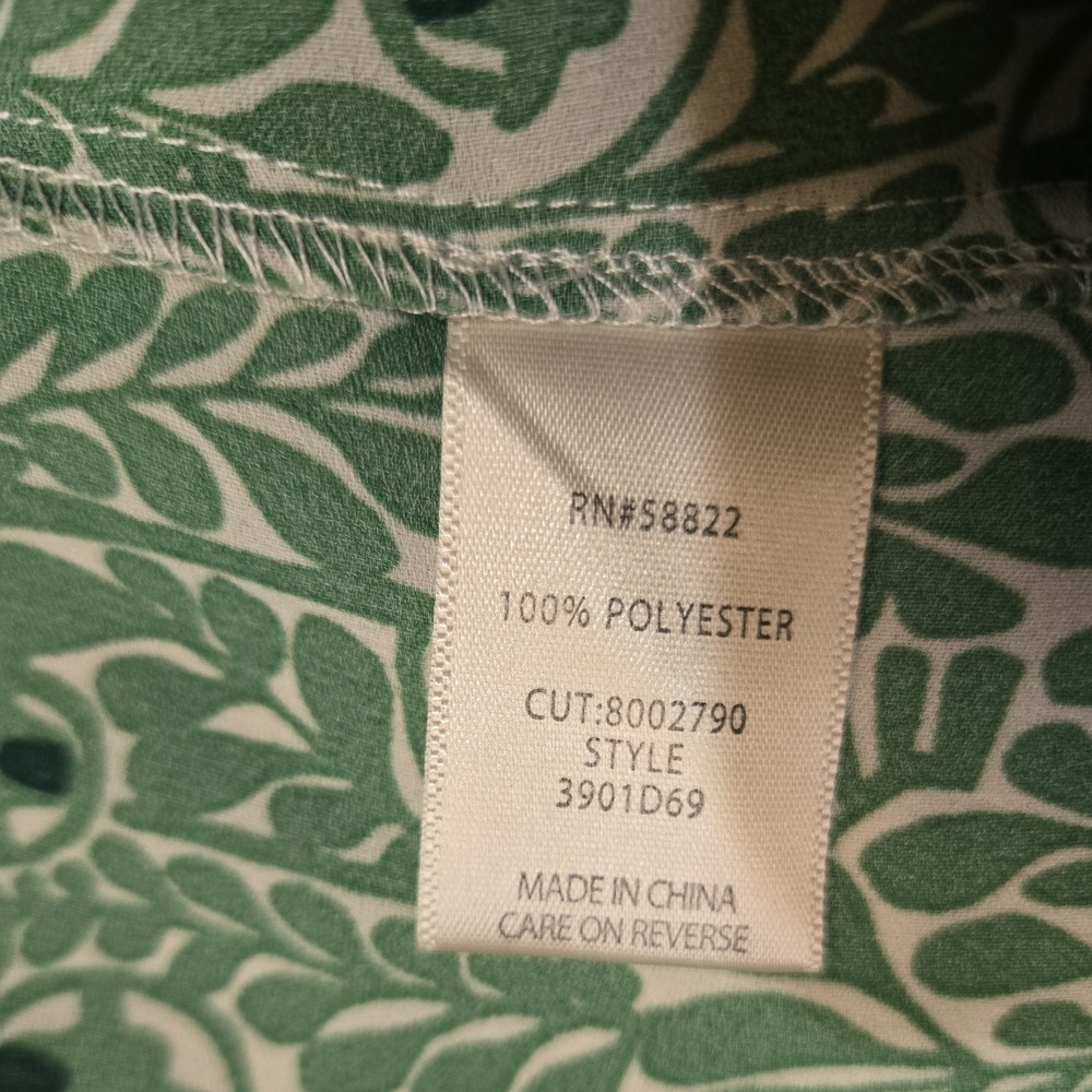 Max Studio London Crepe Tiered Maxi Dress Boho Green White Half Button Medium - Picture 5 of 8